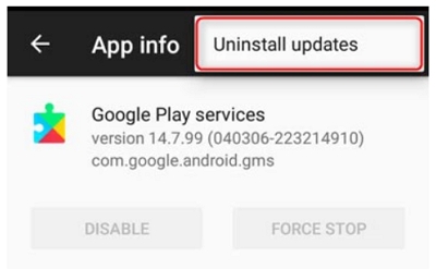Uninstall the Current Google Play Services update