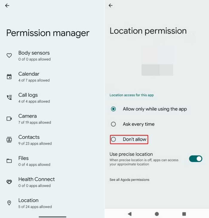 Set BLK Location Permissions on Android device