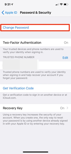 reset your Apple ID password through two-factor authentication