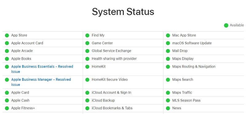 Check iCloud System Status