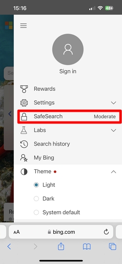 Select SafeSearch