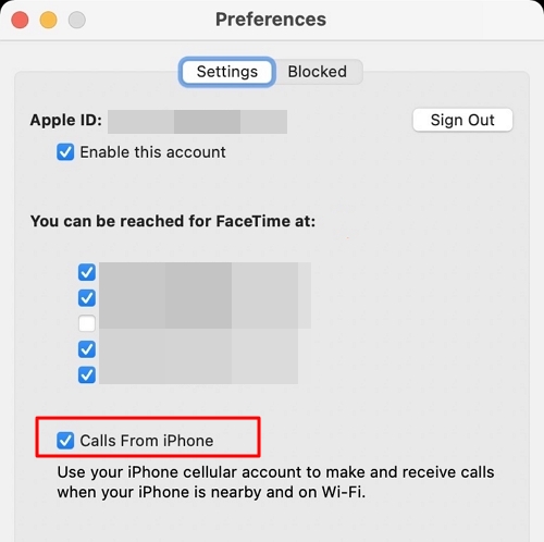 Select Calls from iPhone