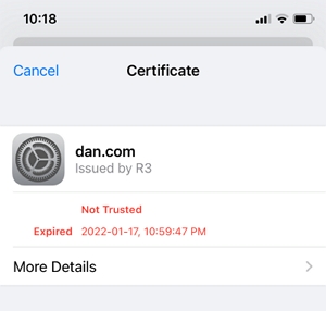 certificate not trusted
