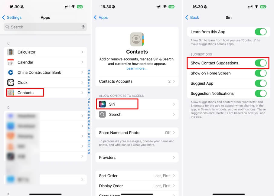 Show Contact Suggestions