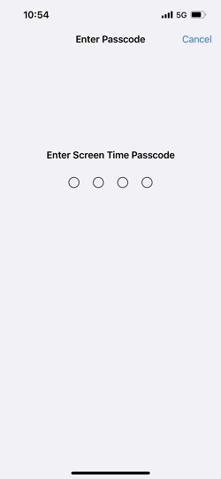 enter the Screen Time passcode