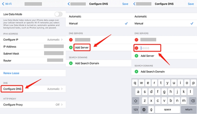 type in the server address 