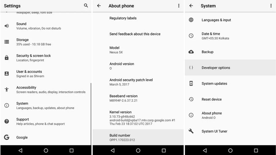 Enable Developer Options