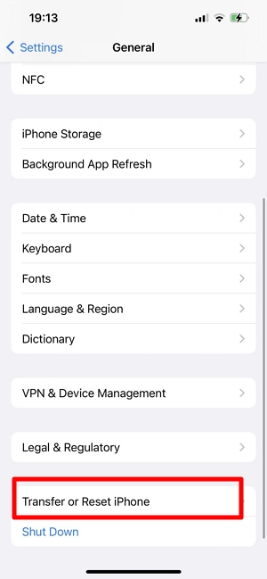 Transfer or Reset Device