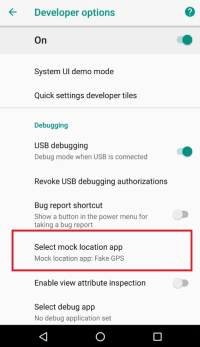Scroll down to Select mock location app