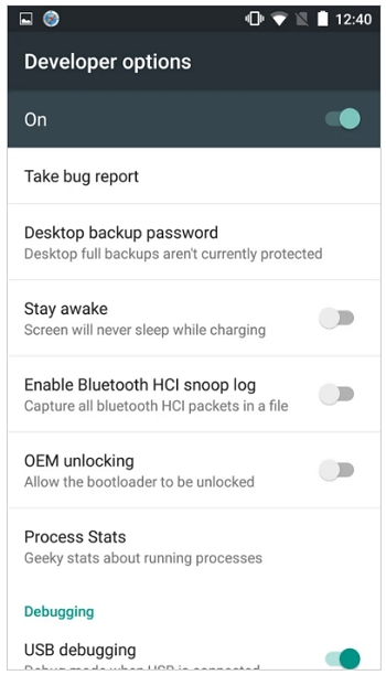 unlock Developer Options