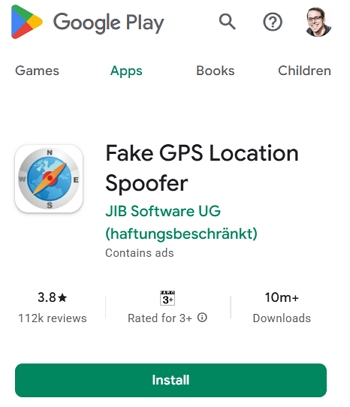 install the Fake GPS Location Spoofer application