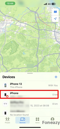 Locate and tap on the device