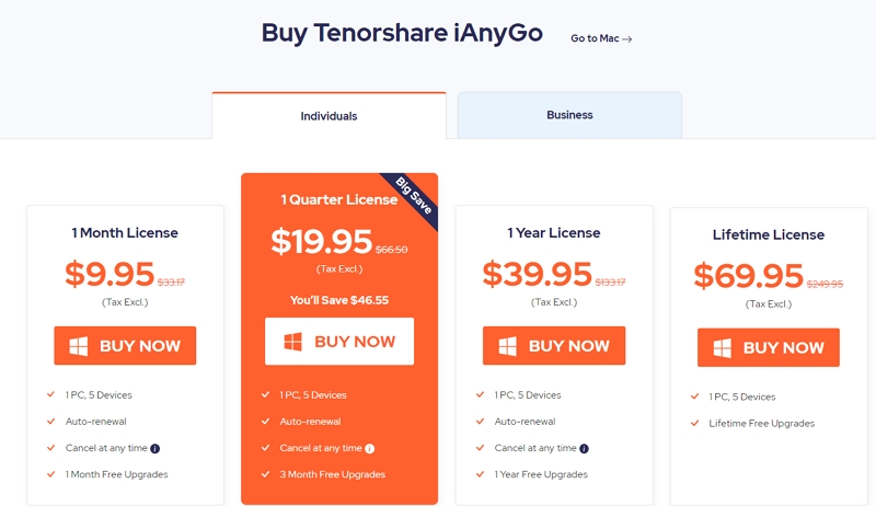 iAnyGo Pricing