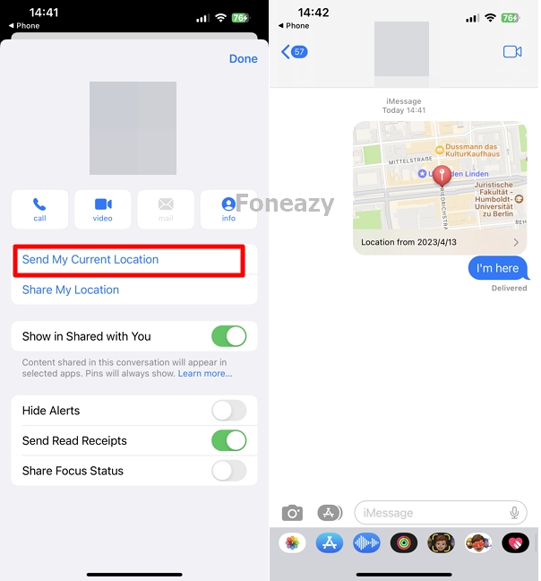 Share the Fake Location Through iMessage