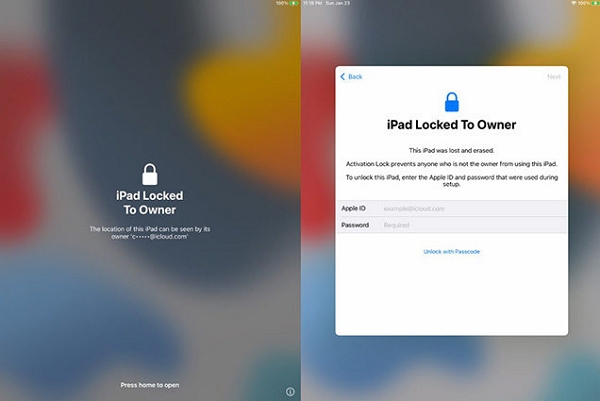 iPad iCloud Activation Lock screen