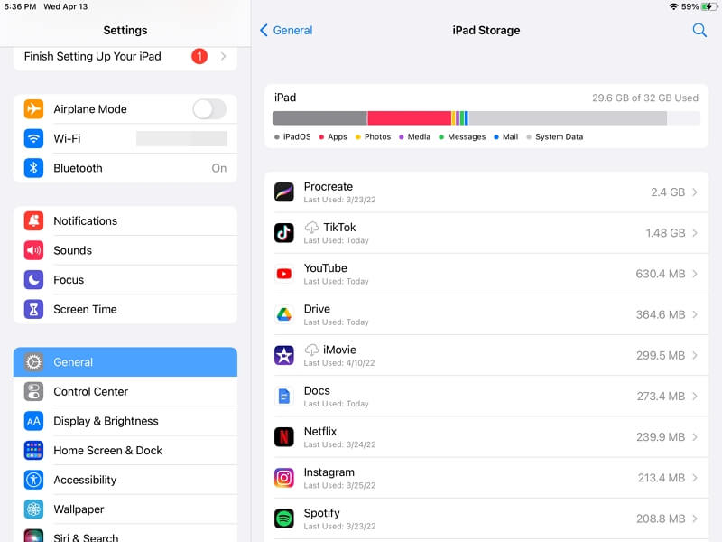 Ensure your iPad has enough storage 
