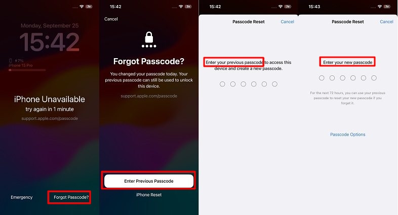 Use your old passcode, if you recently changed your passcode on iOS 17 or later