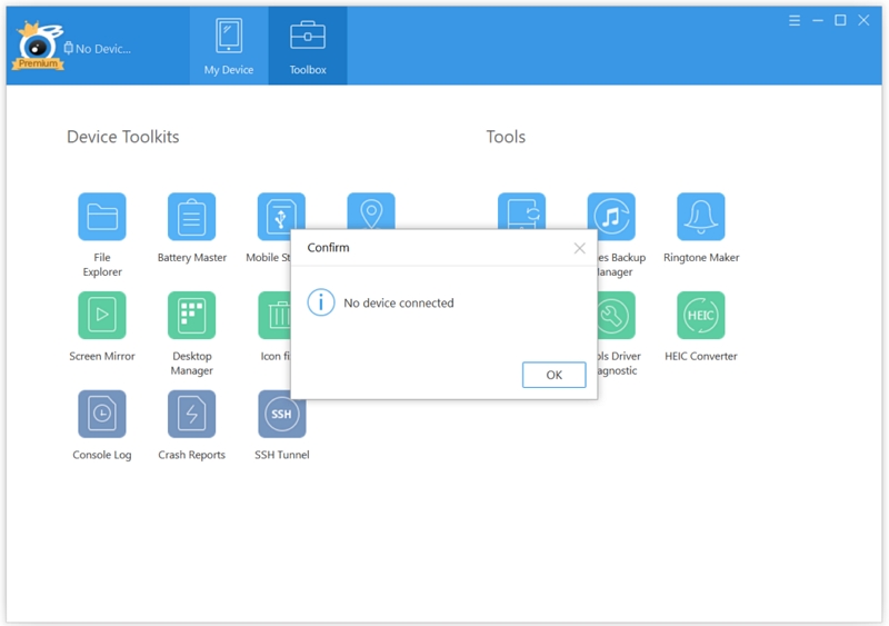 iTools Virtual Location No Device Connected