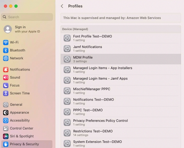 Remove Jamf MDM Manually from Settings on mac