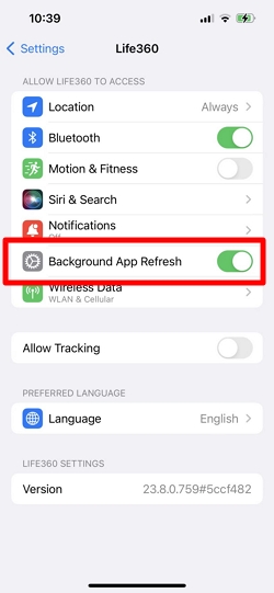 Turn off Background App Refresh on iPhone 