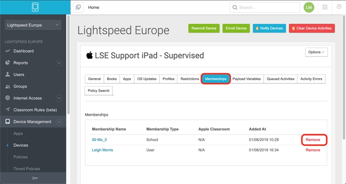 Remove Lightspeed MDM via Admin Dashboard