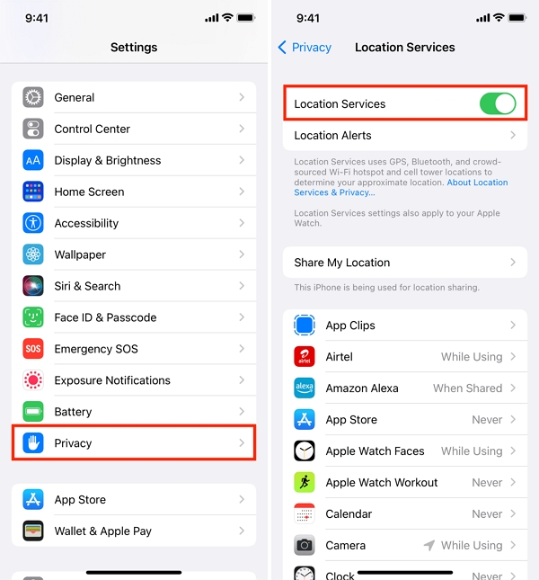 Turn on Location Services 