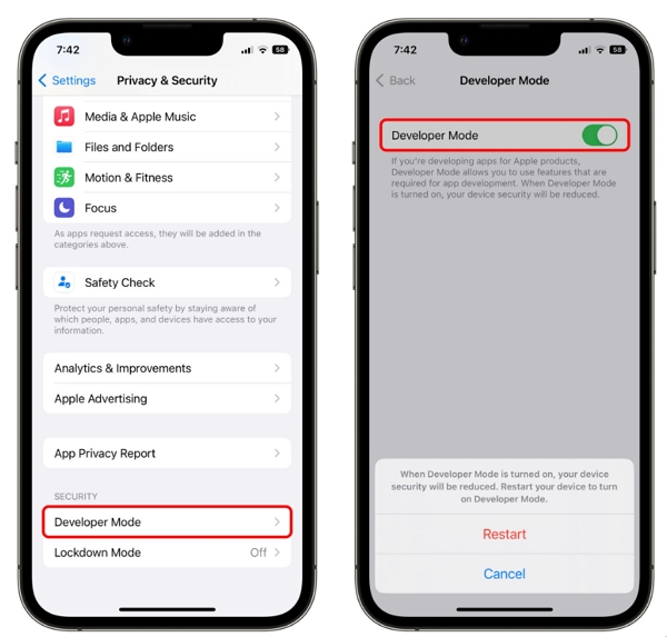 turn on developer mode