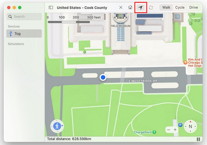 Click and hold the navigation button