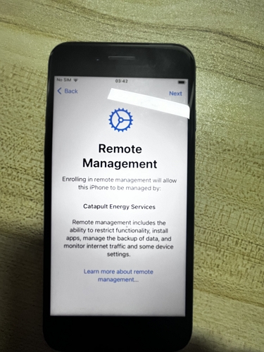 Remote Management Screen on iPhone