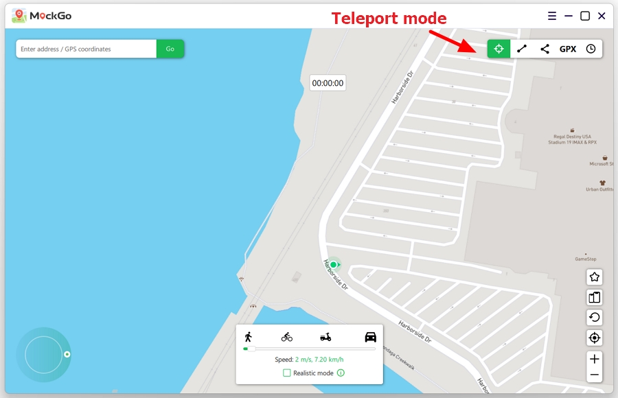 Select the Teleport Mode option