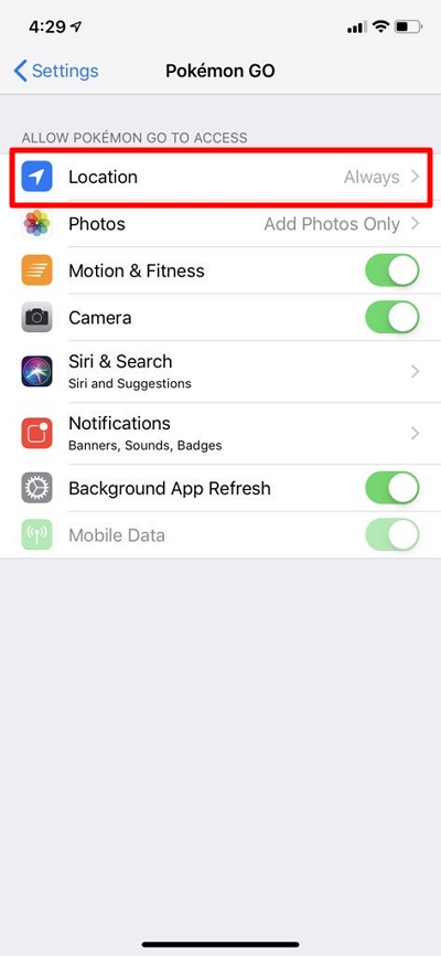 Allow the Pokémon GO App to Access the Location ios