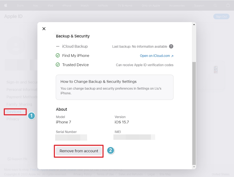 Remove Apple ID from a Browser