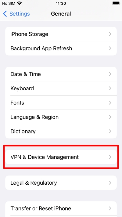 VPN & Device Management