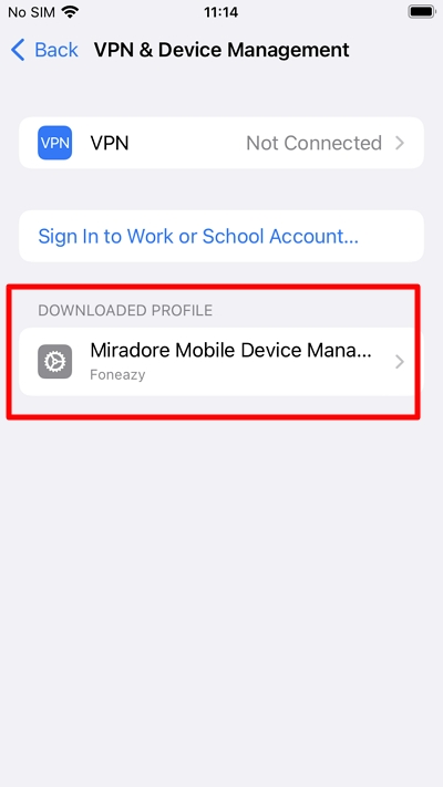 MDM configuration profile