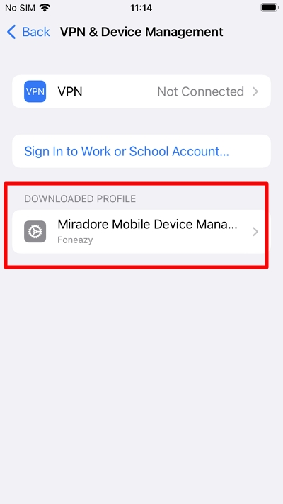  Tap on the MDM profile 