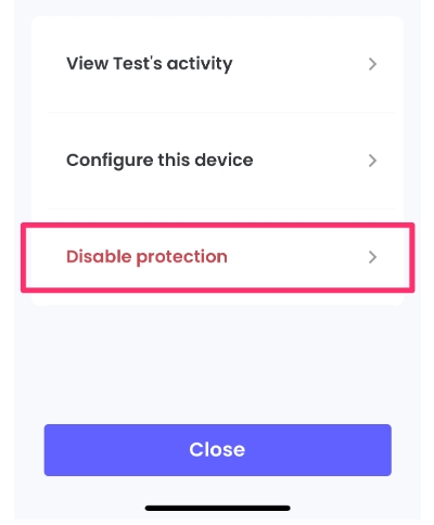 Disable Protection.