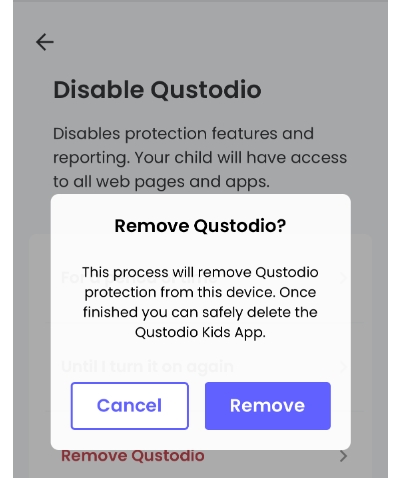 tap Remove to confirm