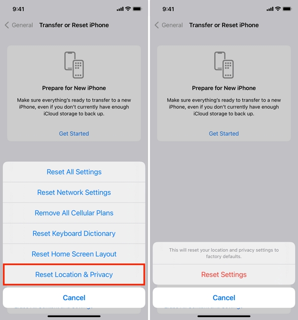 Reset Location & Privacy on iPhone 
