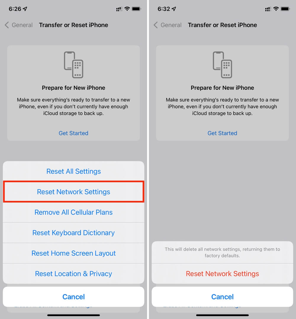 reseting network settings