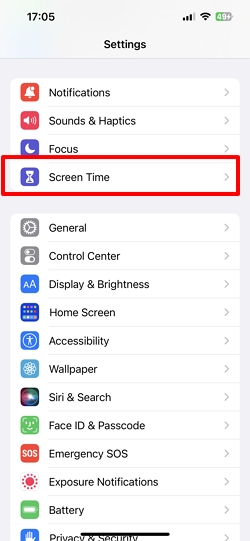 select Screen Time