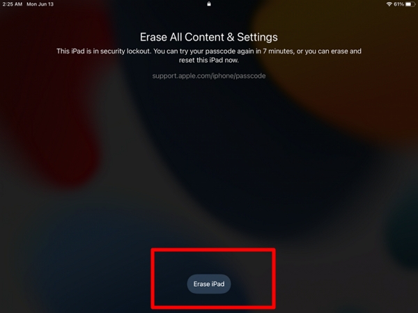 click Erase iPad again