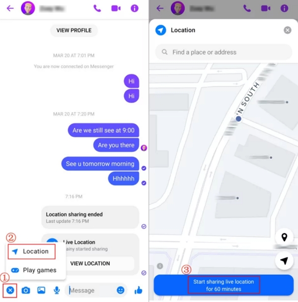 Share Live Location on Facebook Messenger