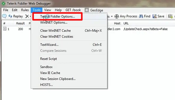  Telerik Fiddler Options