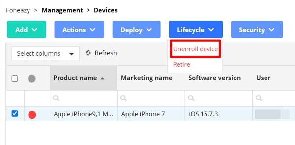 click Unenroll device