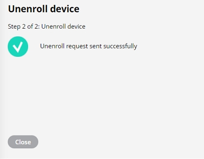 Unenroll request sent successfully