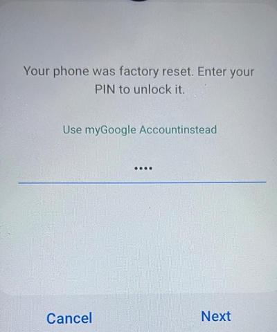Verify Pin After Factory Reset