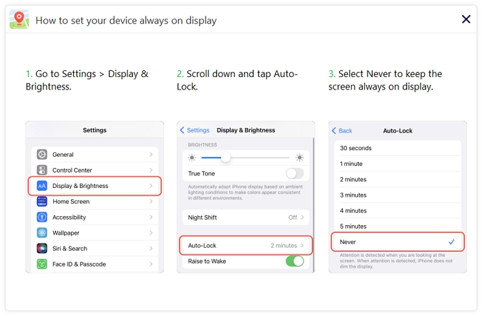 Set Your Device's Display as Never Auto-Lock