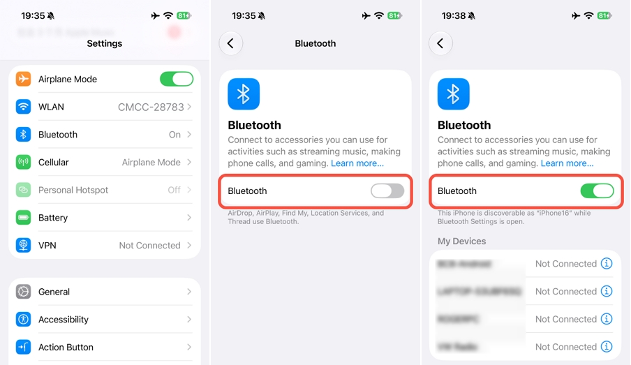  Turn off Bluetooth and turn it back