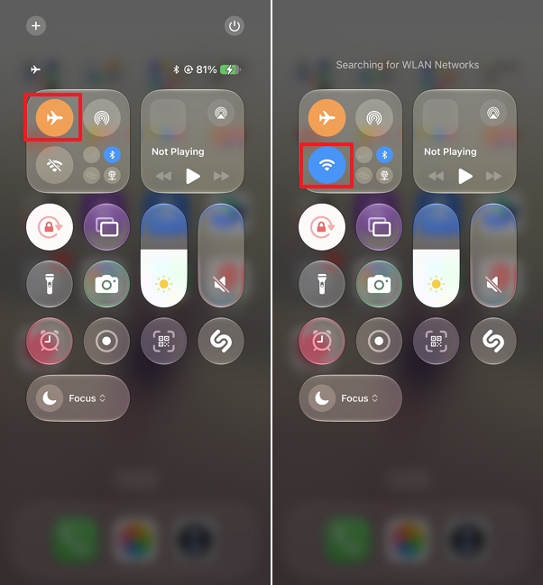  Turn on Airplane Mode and turn on WiFi on your iPhone