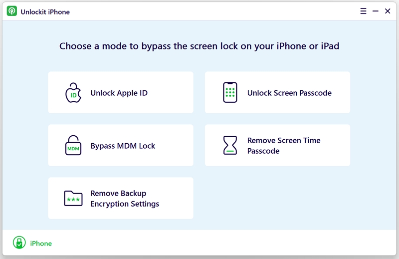 Unlockit iPhone Screen Unlocker Interface